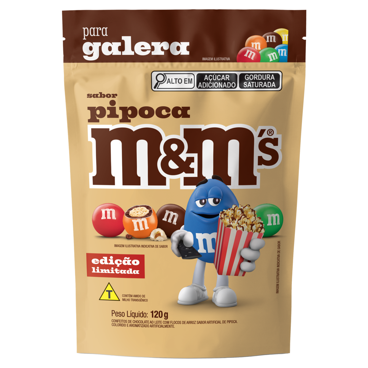 M&M S CHOC/LEITE PIPOCA POUCH 120G CX24