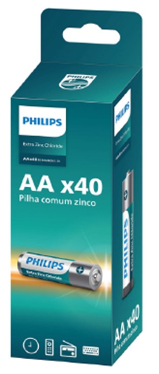 PHILIPS PILHA ZINCO AA TORRE C/40 CX/12